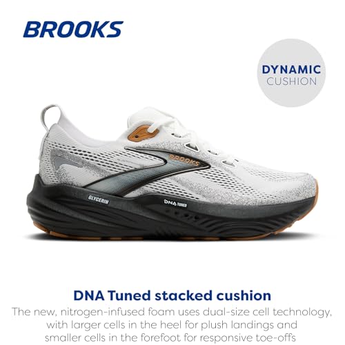 Brooks Men’s Glycerin 22 Neutral Running Shoe - White/Grey/Black - 10.5 Medium