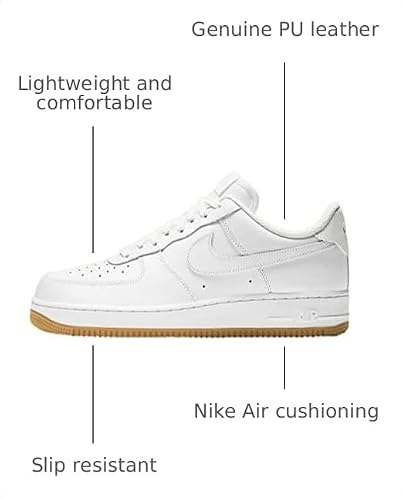 Nike Air Force 1'07 Men's Basketball Shoe, White White Light Brown White White Rubber Light Brown, 44.5 EU