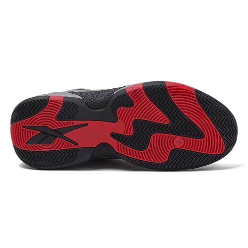 Reebok Zone Breaker High Top Sneakers for Men Basketball Shoes, Alloy/Jet Black/Fiery Red, 13