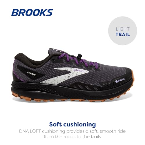 Brooks Women’s Divide 4 GTX Waterproof Trail Running Shoe - Black/Blackened Pearl/Purple - 7.5 Medium