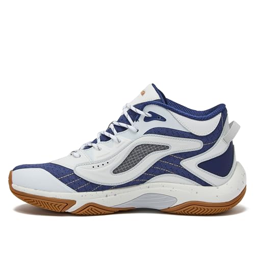 SHAQ Speed Demon 2.0 High Top Basketball Shoes for Men, Indoor or Outdoor Court Basketball Mens Sneakers - Black or White and Blue Size 8 to 13 - White/Dark Blue, 13 Medium