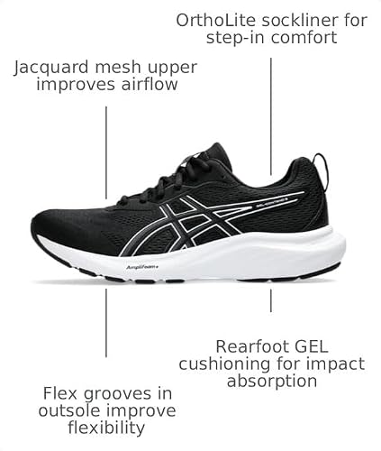 ASICS Women's Gel-Contend 9 Running Shoes, 10, Black/White