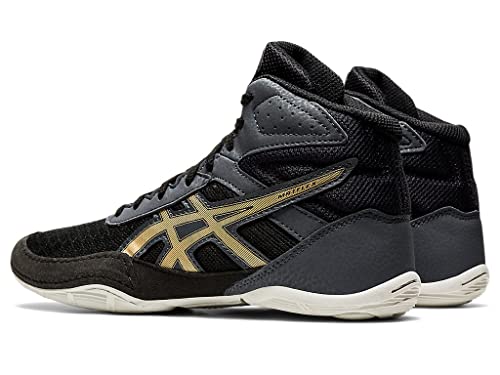 ASICS Kid's MATFLEX 6 Grade School Wrestling Shoes, 3 Big Kid, BLACK/CHAMPAGNE