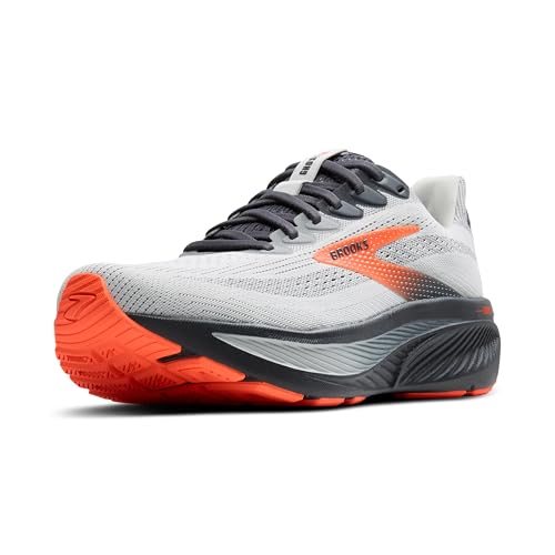 Brooks Men’s Ghost 17 Neutral Running Shoe - Oyster Mushroom/Orange/Ebony - 12 Narrow