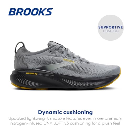 Brooks Men’s Adrenaline GTS 25 Supportive Running & Walking Shoe - Primer Grey/Ebony/Jasmin - 10.5 Wide