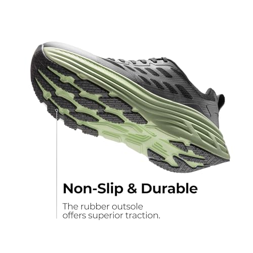 NORTIV 8 Men's Walking Running Tennis Cushioning Shoes ActiveFloat Non Slip Athletic Gym Workout Jogging Comfortable Sneakers,Size 11,Black/Green,SNWS245M