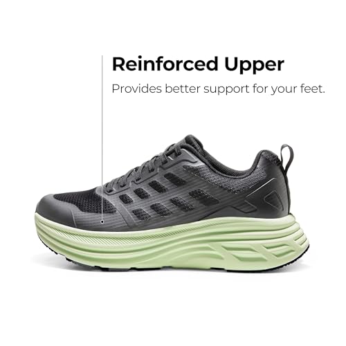 NORTIV 8 Men's Walking Running Tennis Cushioning Shoes ActiveFloat Non Slip Athletic Gym Workout Jogging Comfortable Sneakers,Size 11,Black/Green,SNWS245M