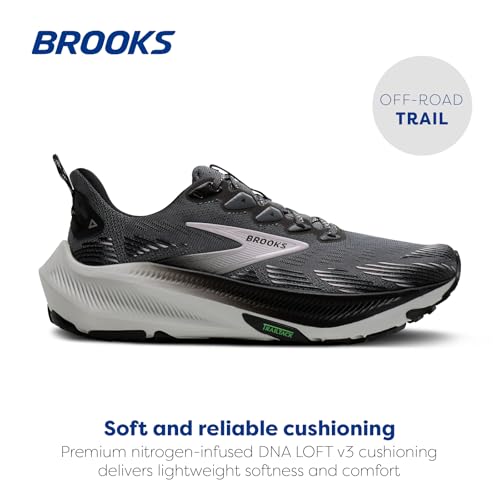 Brooks Women's Ghost Trail, Off-Road Running Shoe for Rugged Terrain - Poppy Seed/Black/Pink - 8 Medium