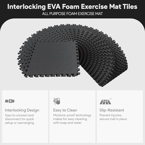BalanceFrom Puzzle Exercise Mat 1/2-inch Thick, EVA Interlocking Foam Floor