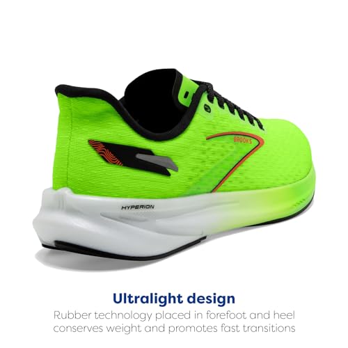 Brooks Men’s Hyperion Neutral Running Shoe - Green Gecko/Red Orange/White - 8.5 Medium