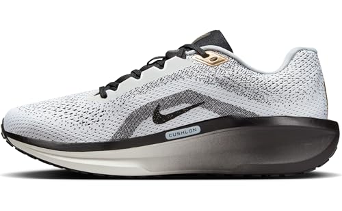 Nike Winflo 11 SE Men's Road Running Shoes (HQ7975-100, White/Metallic Gold/Light Smoke Grey/Black) Size 10.5