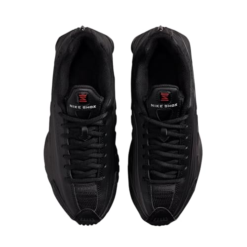 Nike Shox R4 Big Kids' Shoes (CW2626-003, Black/Black/Bright Crimson/Black) Size 4.5