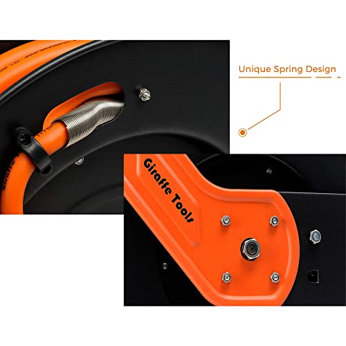 Giraffe Tools TA15 Retractable Air Hose Reel, 3/8" x 50ft, Open Steel