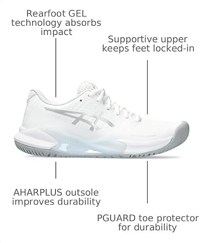 ASICS Women's Gel-Challenger 14 Tennis Shoes, 9.5, White/Pure Silver
