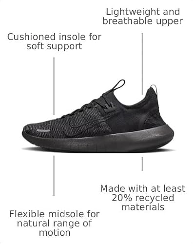 NIKE Free Run Next Nature Men's Trainers Running Shoes, Black Black Anthracite, 9