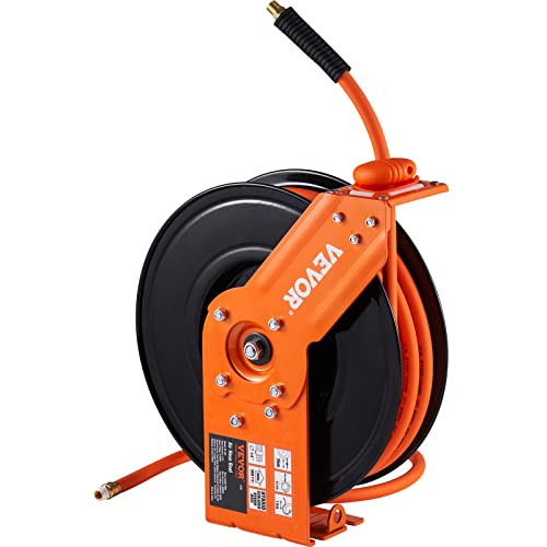 VEVOR Retractable Air Hose Reel 3/8 IN x 50 FT Hybrid Air Hose Max 300PSI