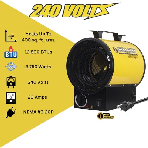Dura Heat 240V Electric Space Heater for Garage, 3750W, 12800 BTU - EUH4000