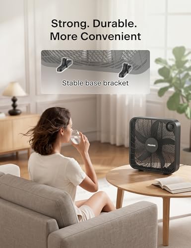 PELONIS 20 Inch Box Fan for Bedroom– 3 Speeds, 25ft/s, Floor Fan, Window Fan, Table Fan, Desktop Fan with Superior Air Throw (2295 CFM), Lightweight, 5 Blades, suitable for Office, Living Room, Garage