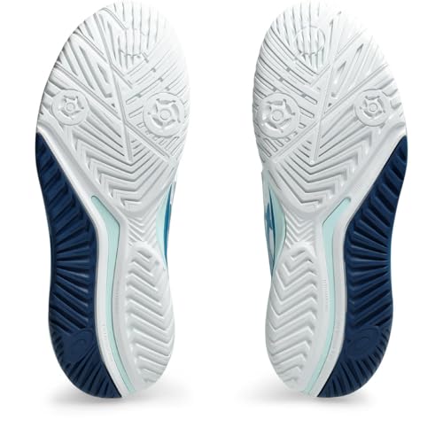 ASICS Resolution 9 Scarpa da Tennis per Campi Veloci per Donna, White Teal Blue, 5.5 US