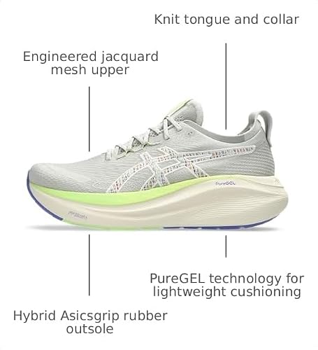 ASICS Men's Gel-Nimbus 27 Trail Running Shoes, 13, Nature Bathing/Lime Green