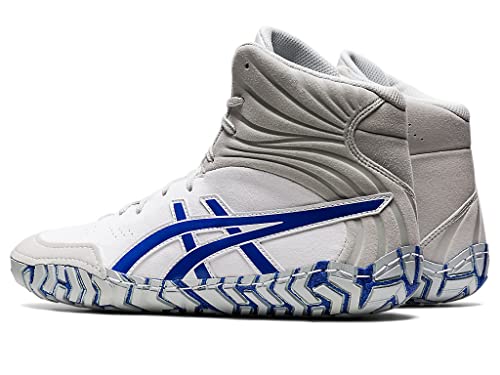 ASICS Men's Aggressor 5 Wrestling Shoes, 4.5, White/Lapis Lazuli Blue
