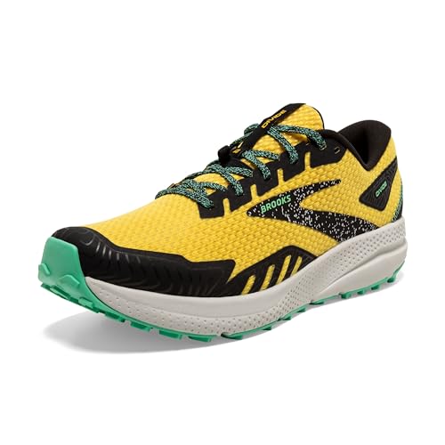 Brooks Men’s Divide 4 Trail Running Shoe - Lemon Chrome/Black/Spring Bud - 10 Medium