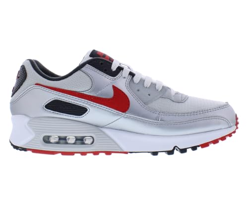 Nike Air Max 90 Men's Trainers Sneakers Fashion Shoes DX4233 (Photon Dust/Metallic Silver/Black/University Red 001) UK8 (EU42.5)