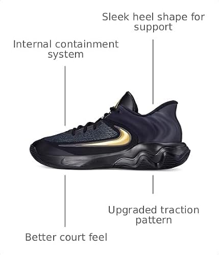 Nike Men's Giannis Immortality 4 Basketball Shoes, Black/Metallic Gold, 10