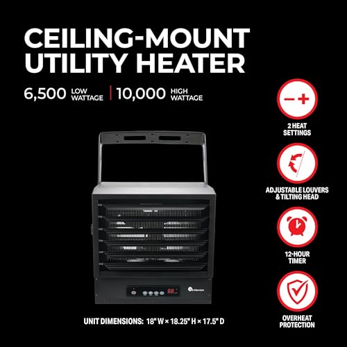 Mr. Heater 7,500/6,250W 240V Ceiling Mount Garage Utility Heater