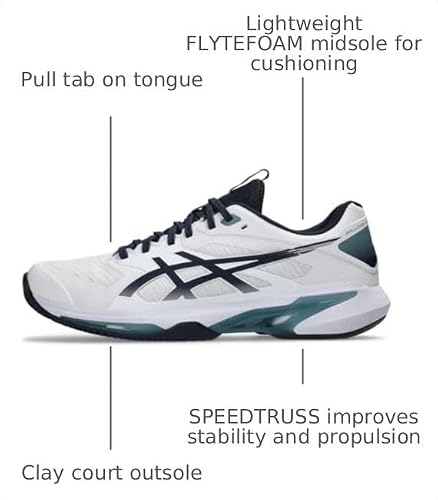 ASICS Men's Solution Speed FF 4 Clay Tennis Shoes, 11.5, White/Midnight