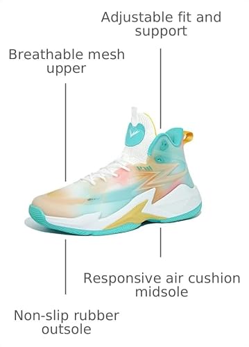 Women's Men's Basketball Shoes Sneakers Fashion Volleyball Breathable Comfortable Non Slip Lace Up Sport Outdoor Training Shoe Unisex Adult Green Size 9