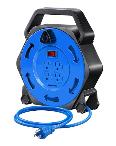 DEWENWILS 25FT Extension Cord Reel, Hand Wind Retractable Cord Reel