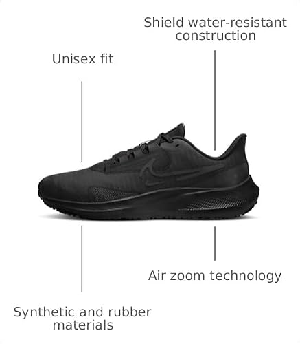 Nike Pegasus 39 Shield Men's Weatherized Road Running Shoes (DO7625-001, Black/Off Noir/Dark Smoke Grey/Black) Size 10