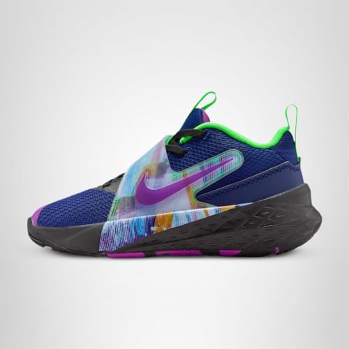Nike Team Hustle D 12 Little Kids' Shoes (Blue Void/Black/Green Strike/Vivid Purple) Size 13