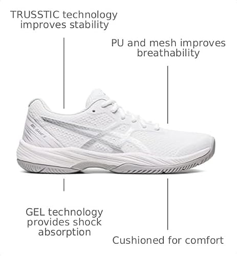 ASICS Women's Gel-Game 9 Tennis Shoes, 7, White/Pure Silver