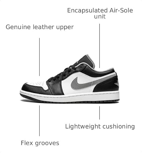 Nike Men's Air Jordan 1 Low Black/Particle Grey, Black/Particle Grey/White, 11