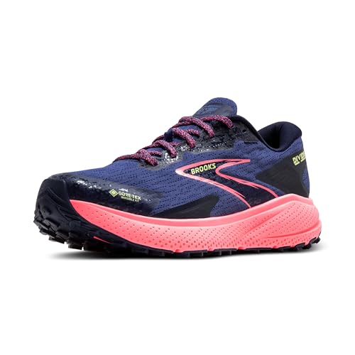 Brooks Women’s Divide 5 GTX Waterproof Trail Running Shoe - Grey Blue/Pink/Lime - 6 Medium