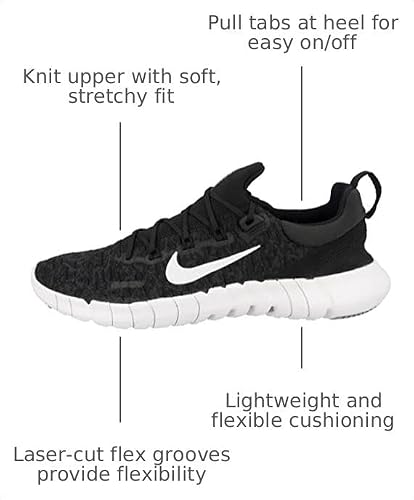 Nike Women's Free Run Shoe, Black White Dk Smoke Grey, US Size 10