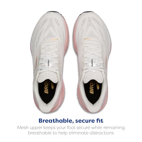 Brooks Women’s Launch 11 Neutral Running Shoe - White/Gold/Pink - 8 Medium