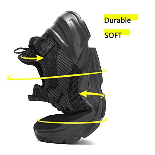Srenket Men's Running Shoes Non Slip Shoes Breathable Lightweight Fashion Sneakers Slip Resistant Athletic Sports Walking Gym Work Shoes All Black