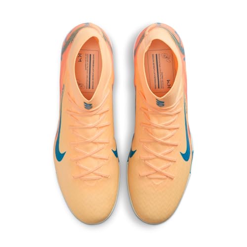 Nike Mercurial Superfly 10 Academy Kylian Mbappe Turf High-Top Soccer Shoes (Melon Tint/Igloo/Neo Turquoise) Size 9