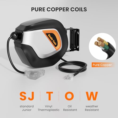 Giraffe Tools Retractable Extension Cord Reel 50FT 12 Gauge SJTOW