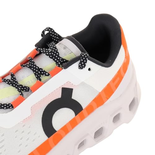 On Women's Cloudmonster 1 Running Shoes, Undyed-White/Flame, 8 US