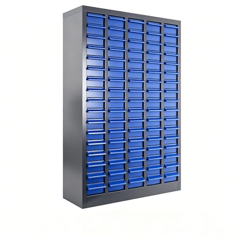 Customizable 100 Drawer Storage Cabinet, 21"x8.66"x24.8" ABS Steel Small Parts Organizer, Adjustable Hardware Bin with Partition Plates & Labels for Screws Nails Fasteners Garage