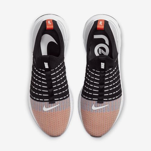 Nike Men's React Phantom Run Flyknit 2 Sneaker, Black/White/Team Orange, 10.5