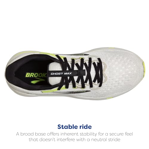 Brooks Men’s Ghost Max Cushion Neutral Running & Walking Shoe - Grey/Black/Sharp Green - 11 Medium
