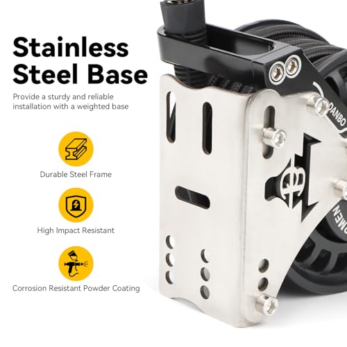 Retractable Air Hose Reel - 1/4" x 23 FT Braided Protective Shell Hose - Heavy Duty Alloy Steel Reel with Automatic Rewind, 450 PSI Max, 1/4" NPT Quick Coupler - Wall/Ceiling Mount for Garage