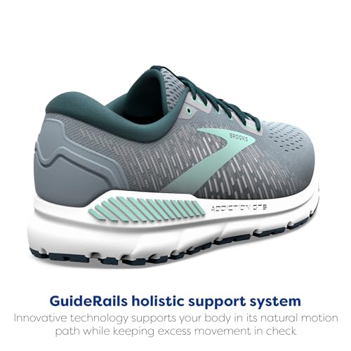 Brooks Women's Addiction GTS 15 Supportive Running Shoe - Grey/Navy/Aqua - 10 X-Wide