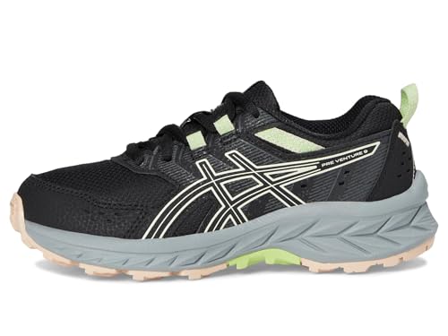 ASICS, Unisex Kids, Gel-Venture 9 Grade School (Little Kid/Big Kid), Black/Whisper Green, 1 Medium, Little Kid