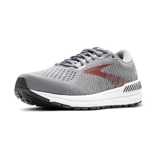 Brooks Men's Addiction GTS 15 Supportive Running Shoe - Grey/Ebony/Chili Oil - 7 Narrow
